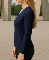 6 Pack Women's V-Neck Base Layer Long Sleeve Top