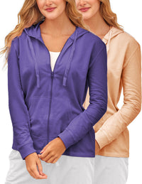 Women's French Terry Fleece Full-Zip Hoodie | All Season Cotton Knit Jacket | Multi Packs & Colors