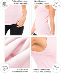 Women's Basic 100% Cotton Ribbed Tank Top Undershirt