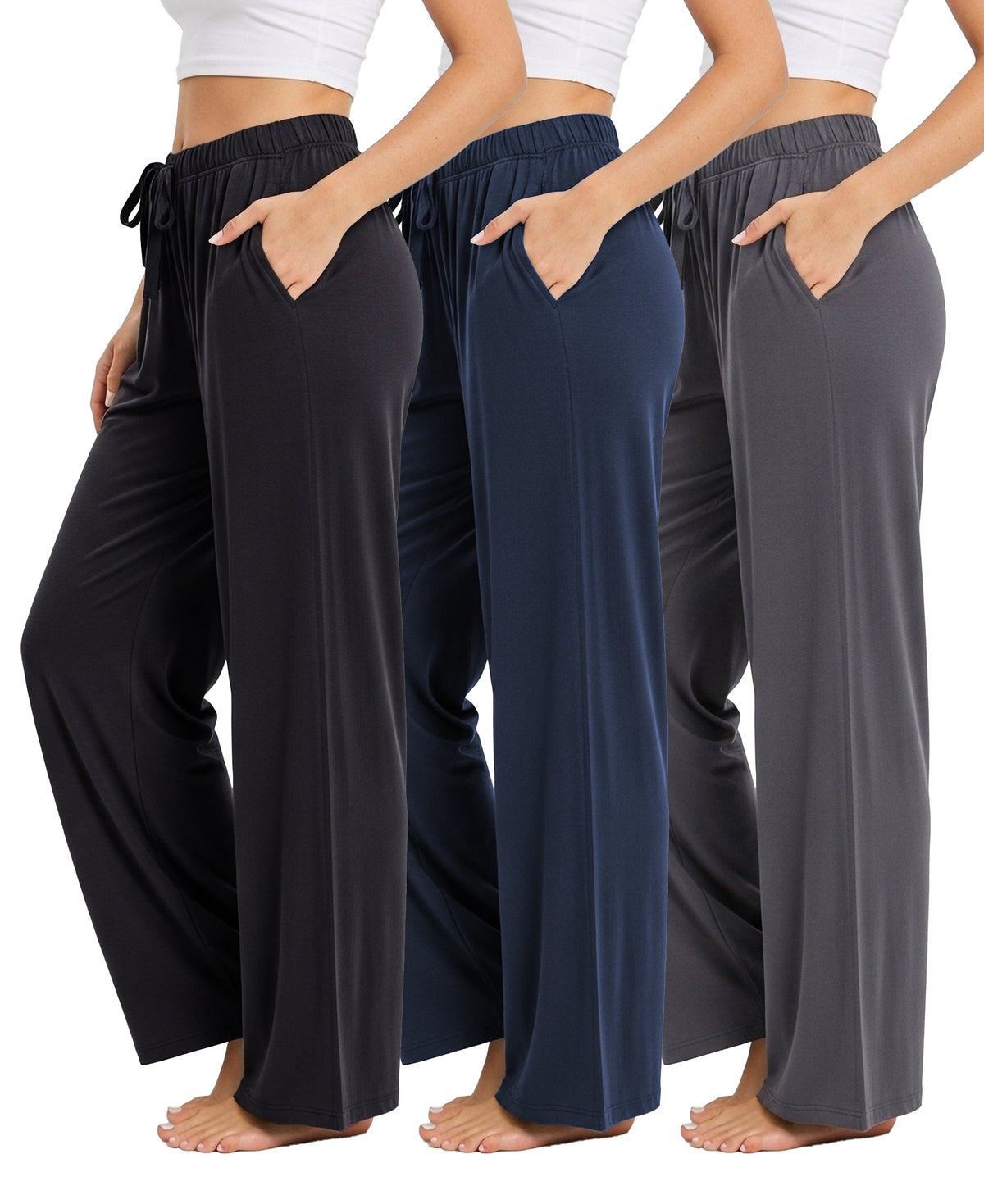 Women's Buttery Soft Drawstring Lounge Pants | 3-Pack