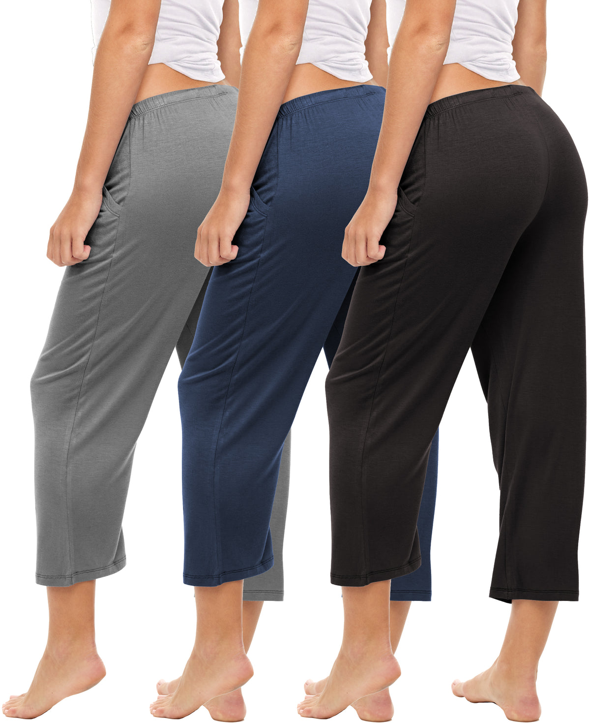 3 Pack Women's Capri Drawstring Lounge Pants