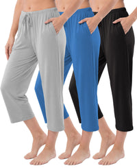 Women's Relaxed Flowy Capri Cropped Yoga Lounge Pants