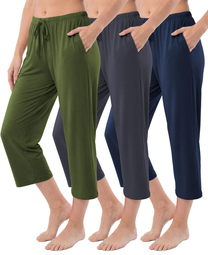 Women's Relaxed Flowy Capri Cropped Yoga Lounge Pants