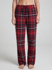 3 Pack Women's Cotton Flannel Plaid Drawstring Lounge Pants
