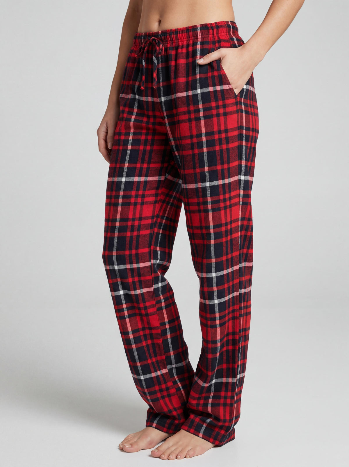 3 Pack Women's Cotton Flannel Plaid Drawstring Lounge Pants