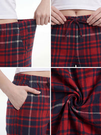 3 Pack Women's Cotton Flannel Plaid Drawstring Lounge Pants