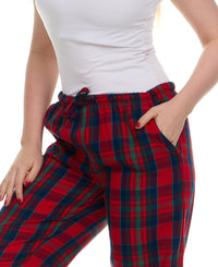3 Pack Women's Cotton Flannel Plaid Drawstring Lounge Pants