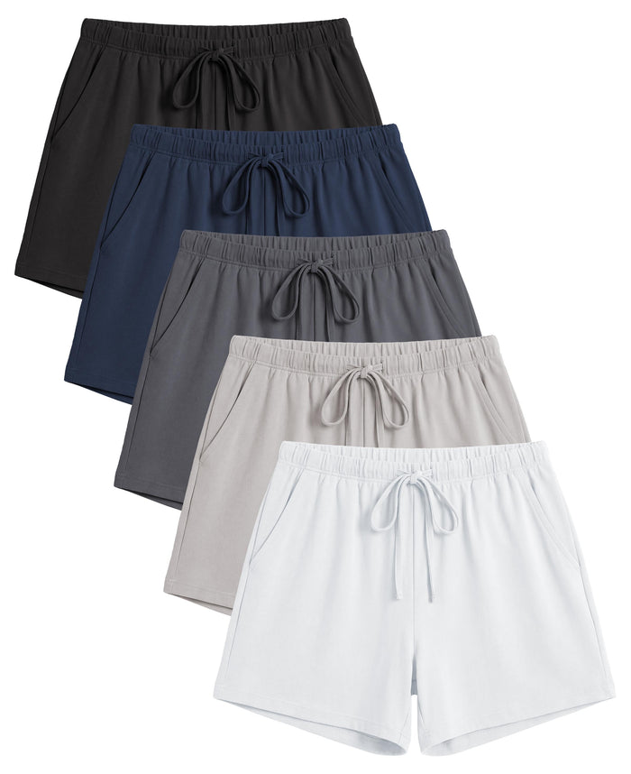 Women's Cotton Drawstring Super Soft Workout Shorts - Yoga Flowy Casual Lounge Sleep