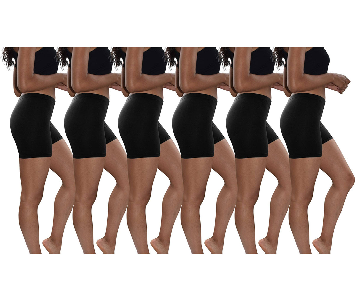 6 Pack Women's Poly-Spandex Mini Bike Short Boxer Briefs