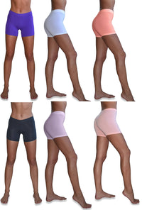 Women's 6 Pack Cotton Stretch Light Weight Boyshort Boxer Brief Undershorts