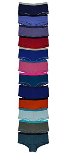 Sexy Basics Women’s Boy Cut Boy Short Panties Comfort Pack of 12 / Ultra-Soft Cotton Stretch Underwear