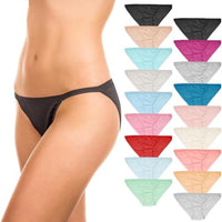 Sexy Basics Women's 12 Pack Sexy String Bikini Thong Underwear