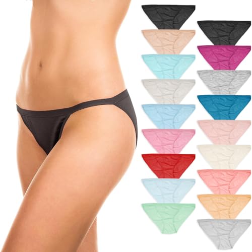 Sexy Basics Women's 12 Pack Sexy String Bikini Thong Underwear