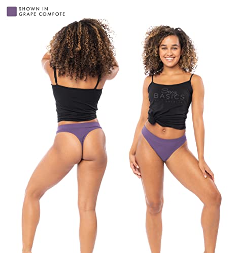 Sexy Basics Women's Sport Thong Panties | Workout Flex Bikini Hi Waist Underwear - Multi Packs