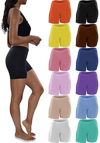 Womens 12 Pack Ultra Soft Brushed Active Yoga Stretch Mini -Bike Short Boxer Briefs