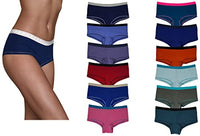 Sexy Basics Women’s Boy Cut Boy Short Panties Comfort Pack of 12 / Ultra-Soft Cotton Stretch Underwear