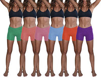 Women's 6 Pack Cotton Stretch Light Weight Boyshort Boxer Brief Undershorts