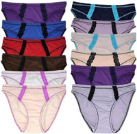 12 Pack Women's Hi-Cut Micro Fiber Stretch Bikini Panties