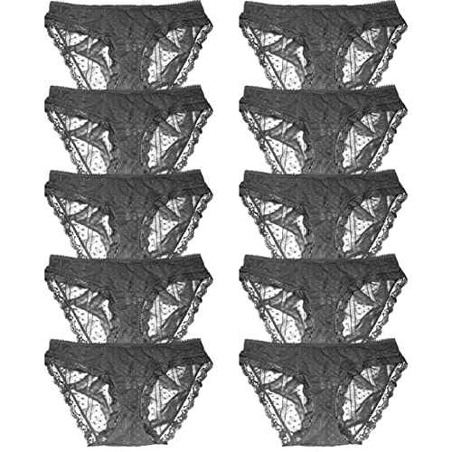 Sexy Basics Women's 10 Pack Soft & Stretchy Cheeky Lace Bikini Underwear | Lace Panties