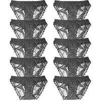 Sexy Basics Women's 10 Pack Soft & Stretchy Cheeky Lace Bikini Underwear | Lace Panties