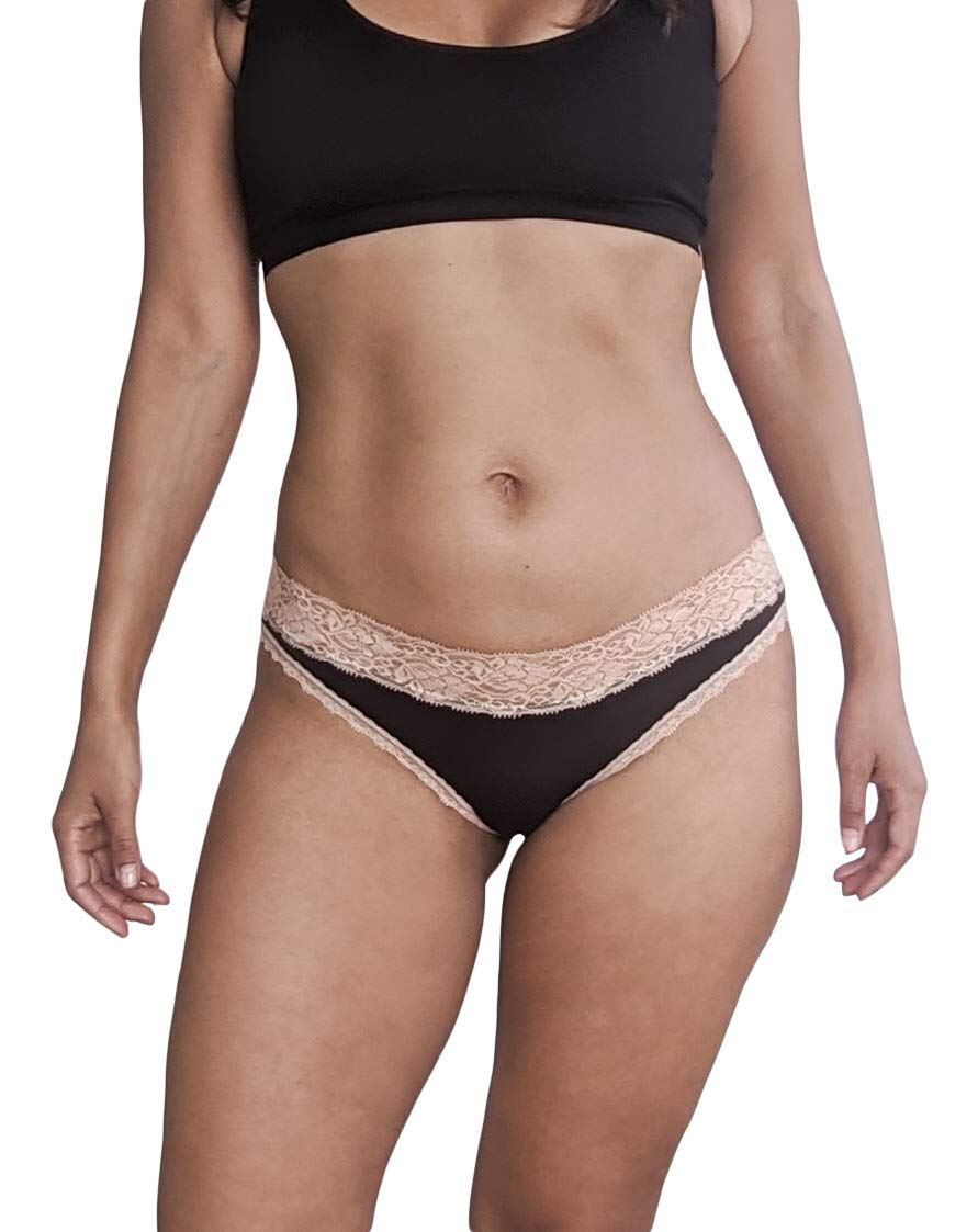 12 Pack Women's Lace Trim Cotton-Spandex Bikini Panties