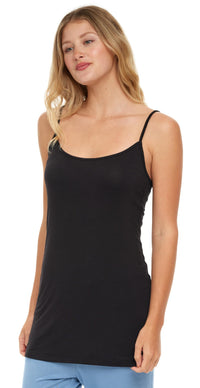 Sexy Basics Women's 5 Pack Cotton Rayon Stretch Cami Tank | Adjustable Spaghetti Strap Tank Top
