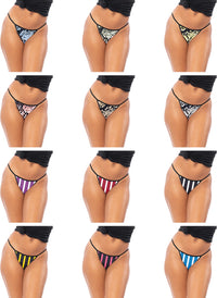 Sexy Basics Women's 12 Pack String Bikini - T-Back Thong Underwear | Buttery Soft No Show Panties