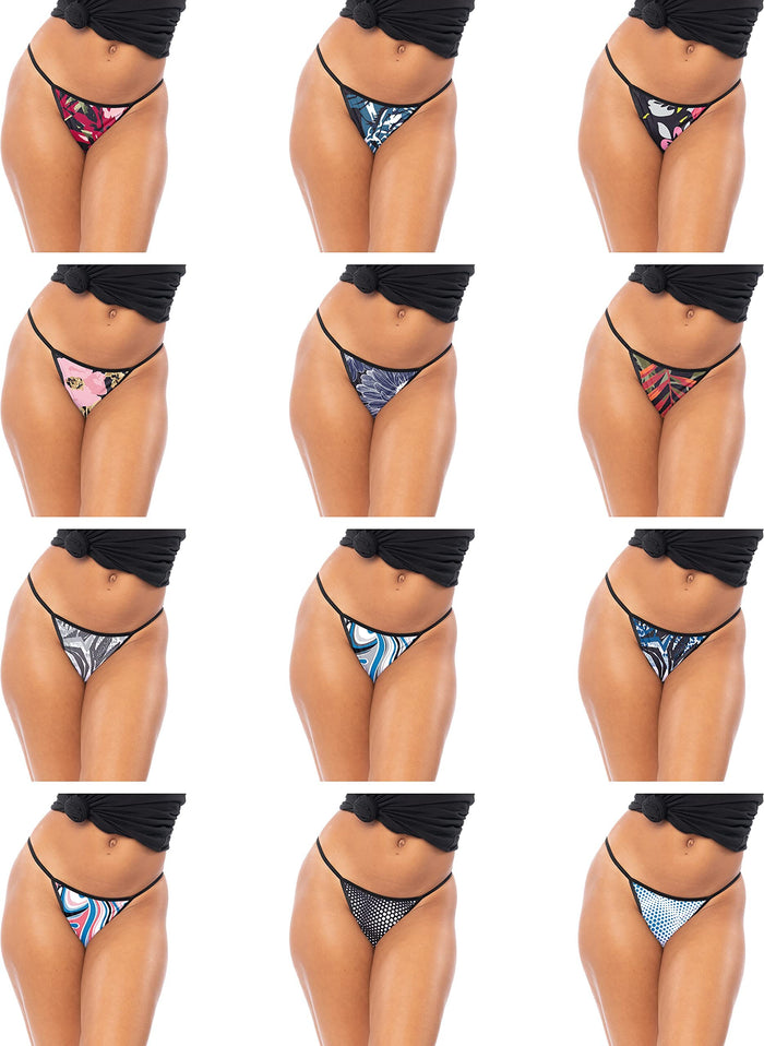 Womens Buttery Soft String Bikini Briefs -Pack of 12