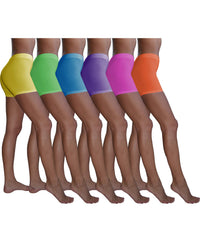 Women's 6 Pack Cotton Stretch Light Weight Boyshort Boxer Brief Undershorts