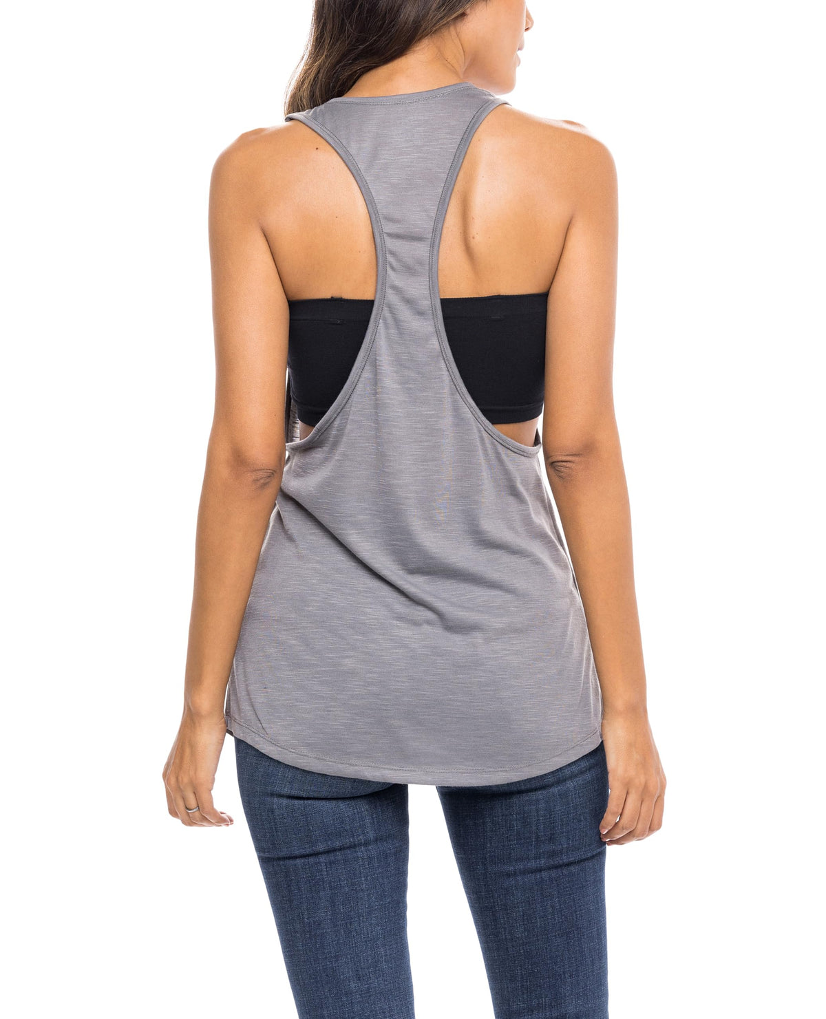6 Pack Women's Wide Arm-Hole Racerback Poly-Slub Tank Top