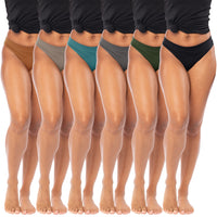 Women's 6-Pack Active Sport Thong Buttery Soft Panties Underwear