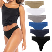 Sexy Basics Women's Sport Thong Panties | Workout Flex Bikini Hi Waist Underwear - Multi Packs